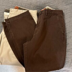 3 pair lot of pants - Brown, Tan, and Khaki - all same size 33x32
